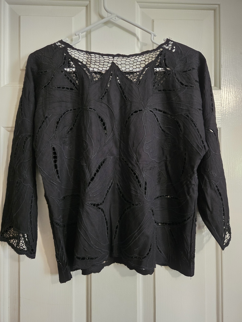 Vanity Black Crochet Cutout Blouse